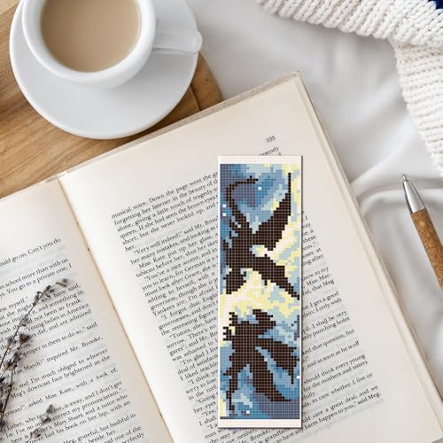 FREEBLOSS 6 Set Cross Stitch Bookmark Kit Stamped Cross Stitch Kit Dark Dragon Embroidery Set with Instruction for Adults 8''*2.4'' - style: Dragon