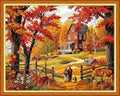 Funchey Stamped Cross Stitch Kits, DIY Cross Stitch Pattern for Adults Beginners Needlepoint Kits Embroidery Kit Arts and Crafts 11CT&Autumn Scenery 16x20 inch - color: HandicraftColor45