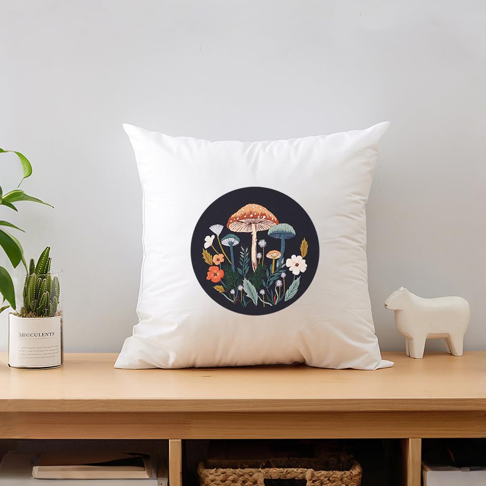 KEKEMEOW 3 Sets Embroidery Kit for Beginners, Stitches with Colorful Mushrooms Embroidery Stitch Practice kit for Adults Craft Lover, Cross Stitch Kit with Pattern、Instruction、Hoop - color: mushroom