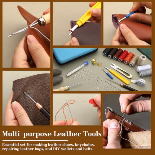 74 PCS Leather Sewing Kit Heavy Duty Sewing Kit Upholstery Repair Kit - color: 9 Colors - 74Pcs