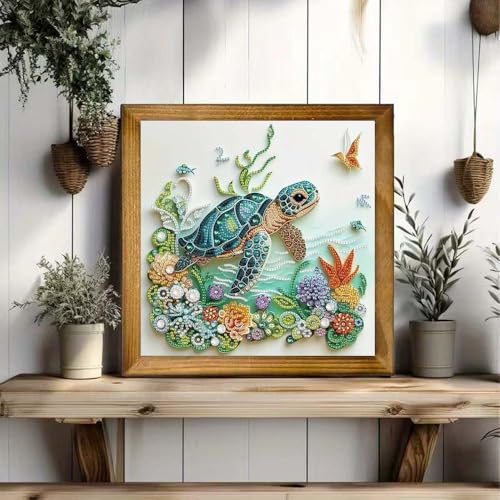 ZQEATRY Sea Turtle Animal Special Shape Diamond Art Kits for Adults,5D Diamond Painting Kits for Beginner,DIY Diamond Crystal Rhinestones Painting Kits for Home Wall Decor Gift 11.8 X 11.8inch - color: Sea Turtle-2