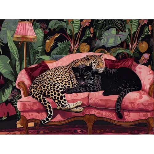 niurenmaoyi Leopard Stamped Cross Stitch Kits for Beginner,16X12In - color: Cross Stitch Kits00617-04