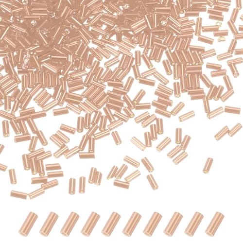 M METERXITY 1800-Pack Bugle Beads, 2x4mm Embroidery Craft Glass Bugle Tube Seed Beads for DIY Craft/Bracelet/Necklaces [Champagne] - color: Champagne, size: 2x4mm
