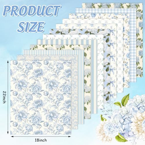 JarThenaAMCS 12 Pcs Hydrangea Cotton Fabric Bundles, 18 x 22 Inch - size: 18 x 22 inch