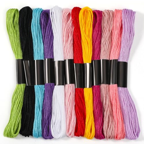 Embroidery Thread, 12 Skeins Rainbow Color Cotton Embroidery Floss - color: Rainbow Series