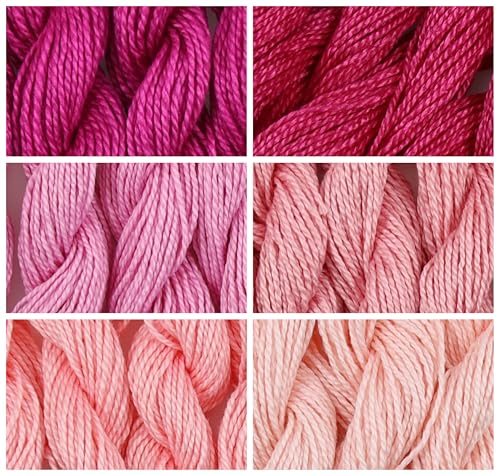 KCS 150 Meters(162 Yards) Mercerized Pearl Cotton Crochet Needlepoint Thread,Size 5,6 skeins,Mixed Color 08 - color: 6color08, size: 6 skeins