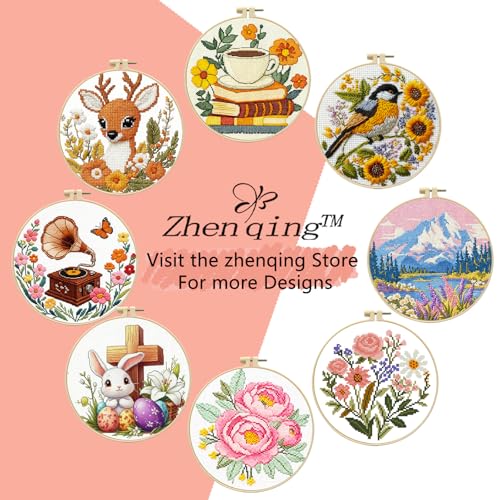Zhenqing Books and Coffee Stamped Cross Stitch Bookmark Kit, 5 Cozy Reading Designs for Adults and Beginners, Book Lover Gift - color: Books and Coffee Bookmark