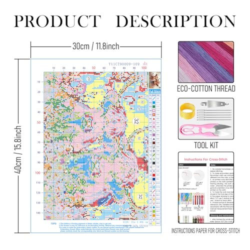 RLTXBUK Western Highland Cow Cross Stitch Kits, Rustic Cottagecore Wildflower Western Cattle Stamped Counted Cross Stitch Kits for Adults, Highland Cow Gifts for Women, 11.8x15.8 Inch