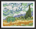 Meecaa Cross Stitch Kits 14 Count Stamped, Cypress Wheat Field Clouds Embroidery Kit with Accessories Pre Printed (40×32CM) (Cypress Tree) - color: Cypress Tree