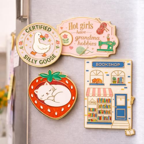 Magnetic Needle Minder, Needle Minder for Cross Stitch Embroidery Sewing, Cute Funny Needleminder Needle Holder, Strong Magnet Needle Nanny, Gift for Women Stitch Lovers, (Strawberry Cat) - color: Strawberry Cat