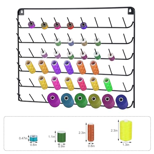 4 pack thread holder wall mount，54 spools sewing thread organizer，sewing thread storage，thread rack，spool thread holder，thread organizers and storage，thread spool organizer，Black - color: 4pc black