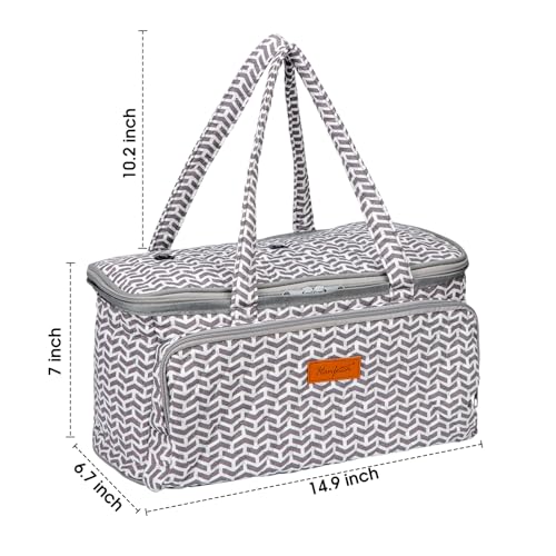 Yarn Bag-Yarn Storage Organizer with Grommets-Portable Crochet Bag for Yarn Skeins-Crochet Hooks-Knitting Needles -Other Accessories (Gray-Arrow) - color: Gray-Arrow