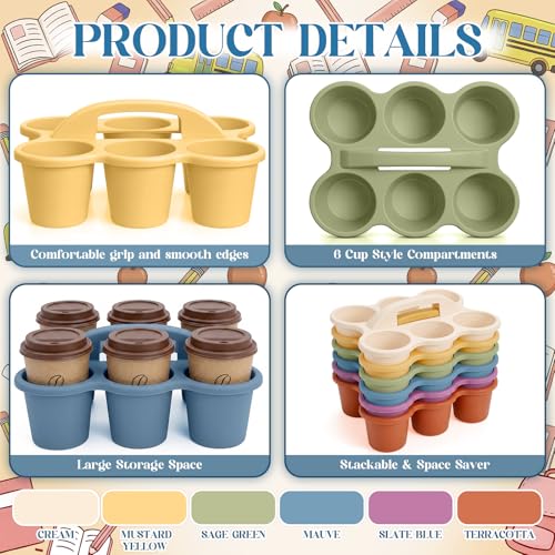 Suclain 6 Pcs Plastic Caddy Organizer with Handle Classroom, Boho Color - color: Boho color