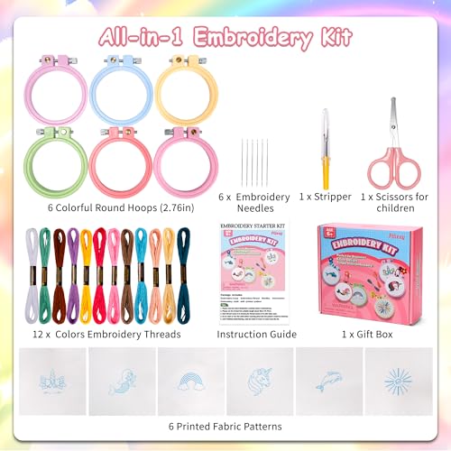 Pllieay 6PCS Embroidery Kit for Kids, Needlepoint Kits for Beginners - style: Regular
