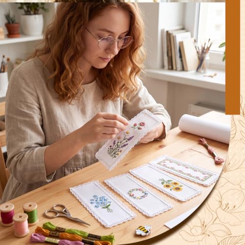 Fuyoooo 50 Pcs Blank Cross Stitch Bookmarks, White Lace Edge - color: White, style: Lace Edge