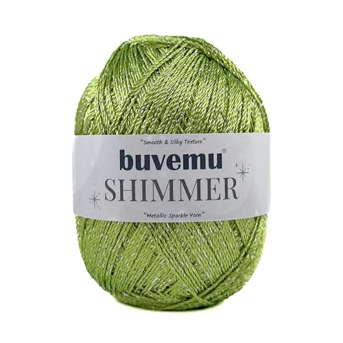 Shimmer Metallic Thread for Crochet, Lace & Embroidery,Green,Silver Glitter - color: Green, Silver Glitter, size: 1 Pack