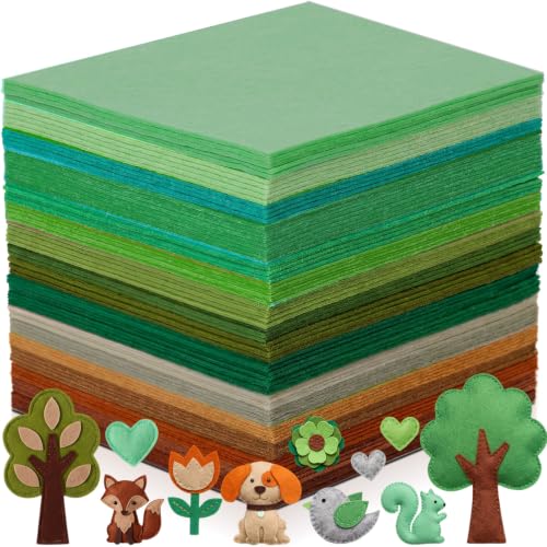 Tegeme 100 Pcs 8 x 12 Inches Felt Sheet for Craft Thin, Green Series - color: Green Series