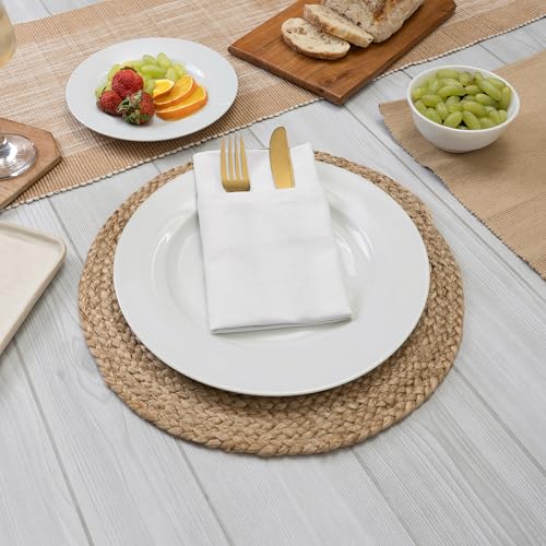 Blue Needles Solid Cloth Napkins 100% Cotton Set of 12-18 x 18 Inches - color: White, size: 18" x 18" (Set of 12)