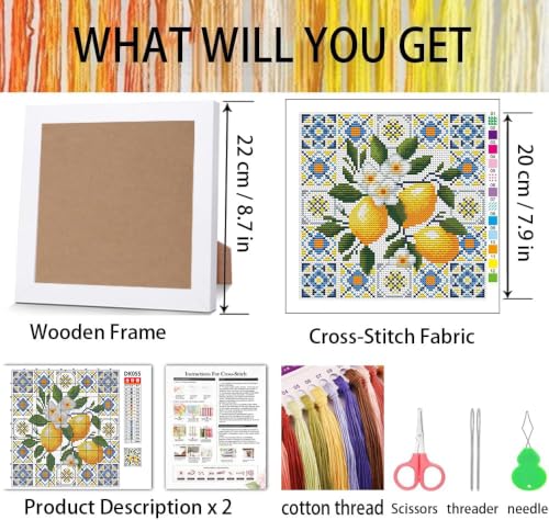 Lemon Cross Stitch Kits, Cross Stitch Kits for Adults Beginner with Framed - color: cross stitch Framed-8