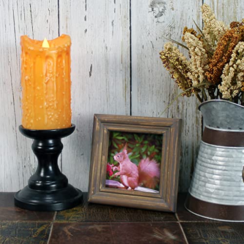 CVHOMEDECO. 4x4 Picture Frame Made of Solid Wood High Definition Glass Rustic Antique Designs Small Photo Frame for Tabletop Display and Wall Mounting, Distress Brown - color: Distress Brown B, size: 4" X 4"