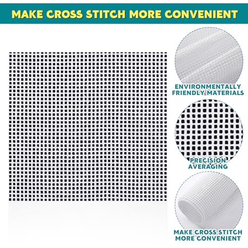 Knitgrip 8 Pack 8 x 8 Inches Needlepoint Canvas 10 Mesh Blank White Canvas Pure Cotton Needlepoint Mesh Twist Interlock for Embroidery DIY Knit Crochet Projects Make Dividers - size: 8 x 8 Inches