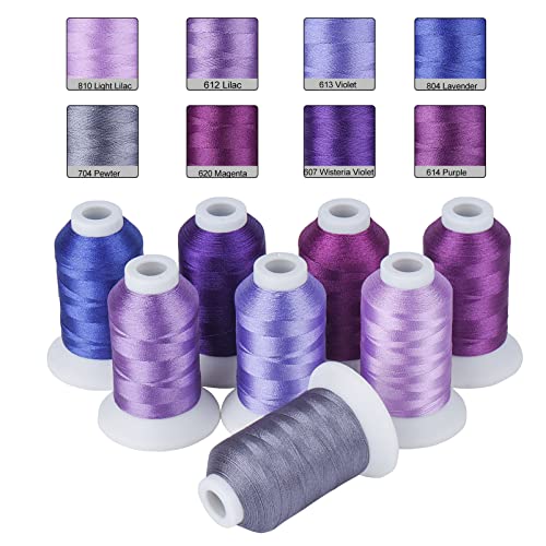 Simthread 8 Shades 550Yds Each 40WT Polyester Embroidery Thread Purple Set - color: 550YPurpleBrother