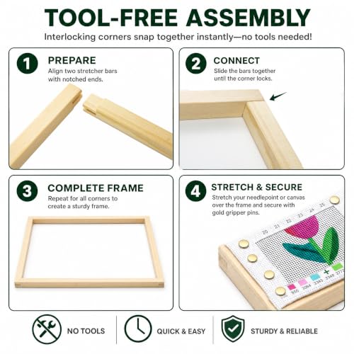 KAQAHIDO 6 Szie Needlepoint Stretcher Bars, 24pcs Set - size: 4Pcs Set ( 6"+8"+10"+12"+14"+16")