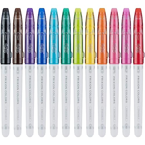 PILOT Pen FriXion Colors Erasable Marker Pens, Assorted Color Inks, 12-Pack - size: 12 Count (Pack of 1)