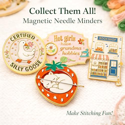 Magnetic Needle Minder, Needle Minder for Cross Stitch Embroidery Sewing, Cute Funny Needleminder Needle Holder, Strong Magnet Needle Nanny, Gift for Women Stitch Lovers, (Strawberry Cat) - color: Strawberry Cat