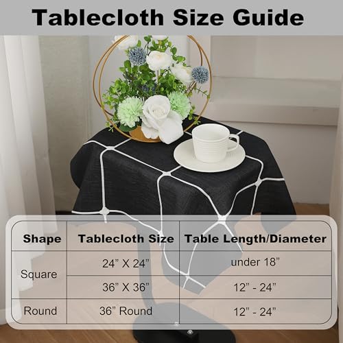 Gernaice Small Square Tablecloth Plaid End Table Cloth 24” x 24” Black - color: Black, size: 24" x 24" (Square)