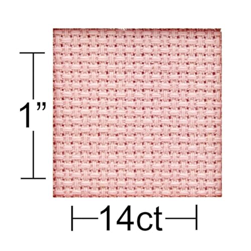 Essentials By Leisure Arts Aida Cloth, 14 Count, Medium Pink, 12pc, Bulk, Cross Stitch Fabric, Embroidery Fabric, Cross Stitch Supplies for Crafting, Stitching, and Sewing Projects 15X19 - color: Med Pink