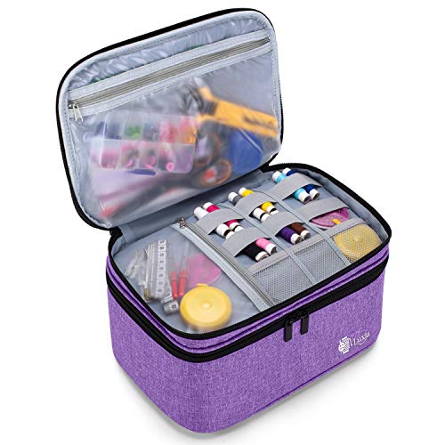 Luxja Double-Layer Large Sewing Organizer, Purple - color: Purple, size: Large