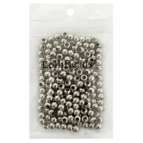 (R) Platinum Smooth Round Metal Beads 6 mm 300 Pcs - color: Platium 300 Pcs 6mm