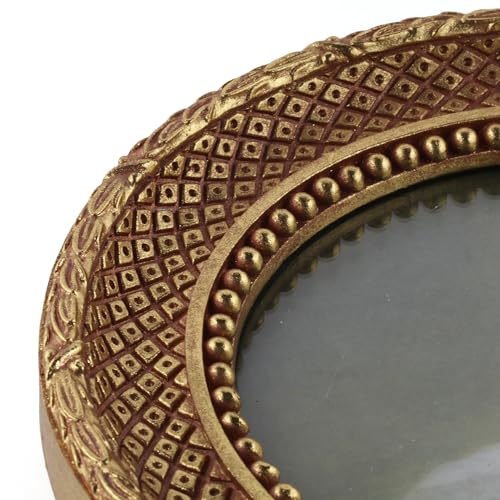 Antique Gold 8x8 Round Picture Frame – Vintage Frame with Glass Front – Art Deco Wall Display - color: 8x8 inch (Round)