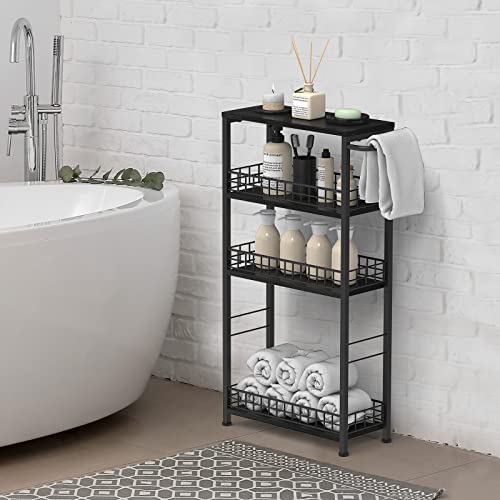 NOVIMANGO Slim Rolling Storage Cart, for Bathroom Small Spaces, Black - color: Black