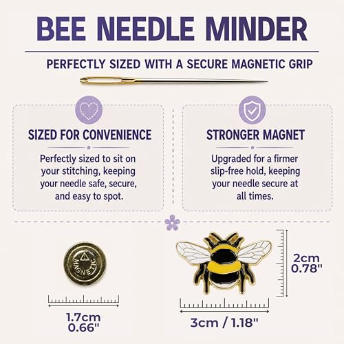 The Quilted Bear Magnetic Needle Minder, Small, Bee - color: Bee