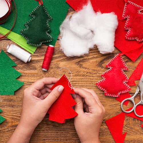 24 Pcs Felt Sheets for Crafts, 8 X 12 Inch Christmas Red Yellow White Fabric, 1mm Thick A4 Stiff Sheets for Patchwork - color: Christmas Series