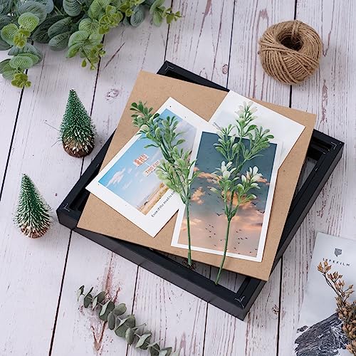 Muzilife 8x8 Shadow Box 3D Picture Frames, Wood, Real Glass, Black, 3 Pack - color: 3 Pcs 8x8-black