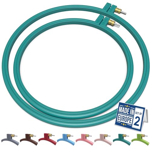 Maker Susan Plastic Embroidery Hoop, Hello Series Cross Stitch Hoops for Beginners, Punch Needle Hoop, Embroidery Frames for Sewing, Needlework, Embroidery Projects (Turquoise, 2 Pcs Set) - style: Turquoise