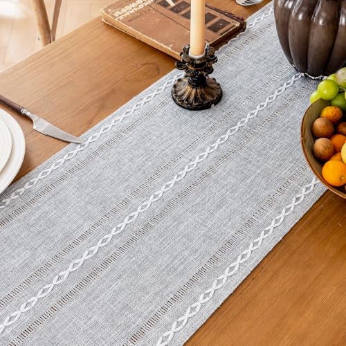 Rustic Linen Table Runner, Grey Table Runners 36 inches Long - color: Light Grey, size: 13×36 Inch