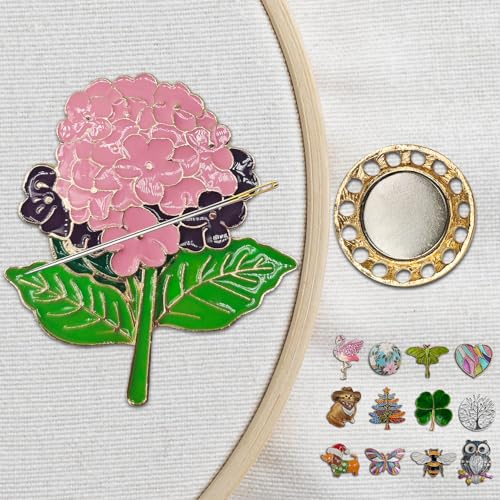 Magnetic Needle Minder Magnet Embroidery Accessories and Supplies Embroidery Needle Holder Cross Stitch Holder Needlework Supplies (Pink Hydrangea) - size: pink hydrangea