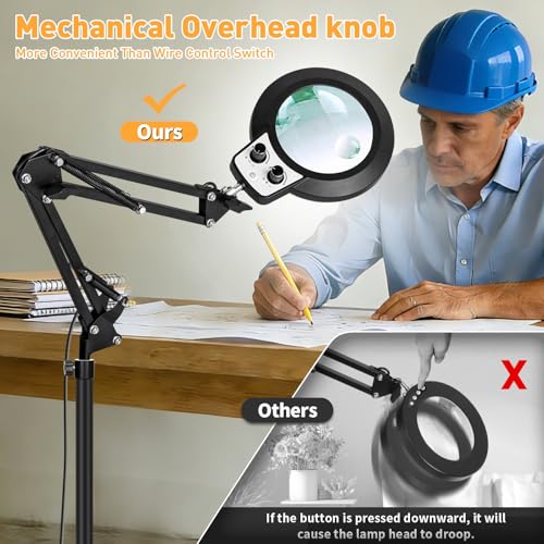 4In1 Floor Magnifying Lamp with Light, 12X 30X Glass Magnifier Black - color: Black, size: 12x 30x