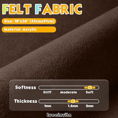 Chocolate Brown 18" X 36" Felt Fabric Sheet - 1.6mm Thickness - color: Chocolate Brown, size: 18" x 36"