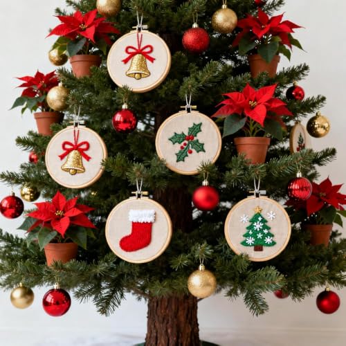 Yorwex 12 Pieces 3 Inch Embroidery Hoops Adjustable Wooden Circle Cross Stitch Hoop Ring for Art Craft Handy Sewing and Christmas Ornaments - style: 3 inch