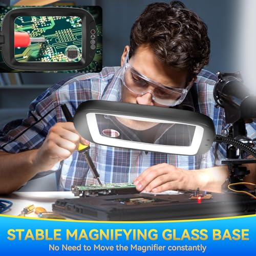 30X 10X Extra Large Floor Magnifying Glass with Light and Stand - color: Black