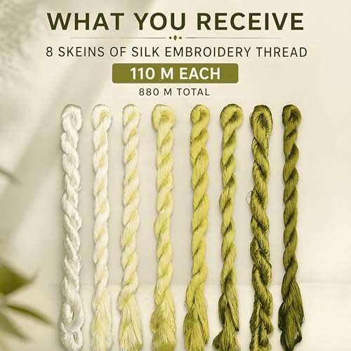 Natural 100% Silk Thread, Handmade Embroidery Thread Silk Floss 8 Colors 110m Each (99) - color: 99