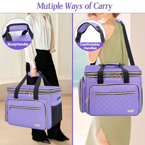 Knitting Bag, Crochet Bag Organizer, Yarn Storage Bag with Divider - color: Purple