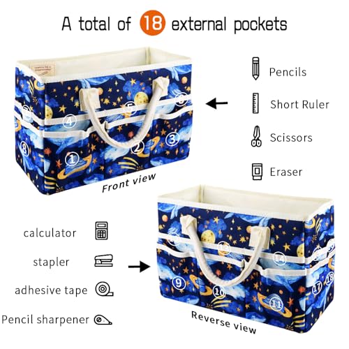 Craft Organizer Tote Bag with Multiple Pockets,Scrapbooking Art Storage - color: Dark Whale