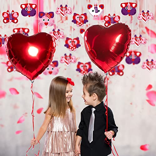 Tatuo 30 Set Valentine's Day DIY Craft Kit Hanging Ornament Classroom Decorations Valentines Cutouts Stickers Crafts for Game Activity Home Party Supplies