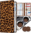 Slohif Car Registration and Insurance Holder with 2 Car Coasters, Elegant - color: Brown Leopard